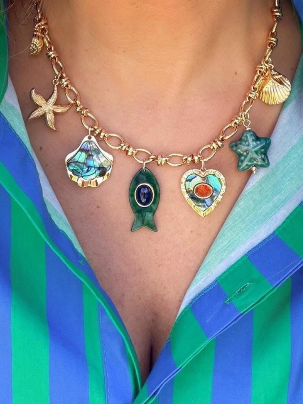 Park Lane 🐠 HAVANA 🐚 Necklace w/ Charms • Ocean Nautical Beach Sea Abalone NWT - Picture 7 of 10
